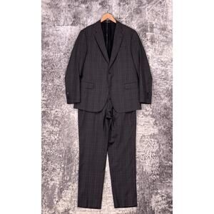 Emporio Armani G Line Suit 42 R Mens Gray Plaid Super 130s Wool 2 Piece